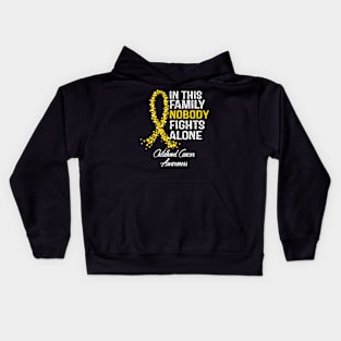 Childhood Cancer Awareness In This Family Nobody Fights Alone Kids Hoodie